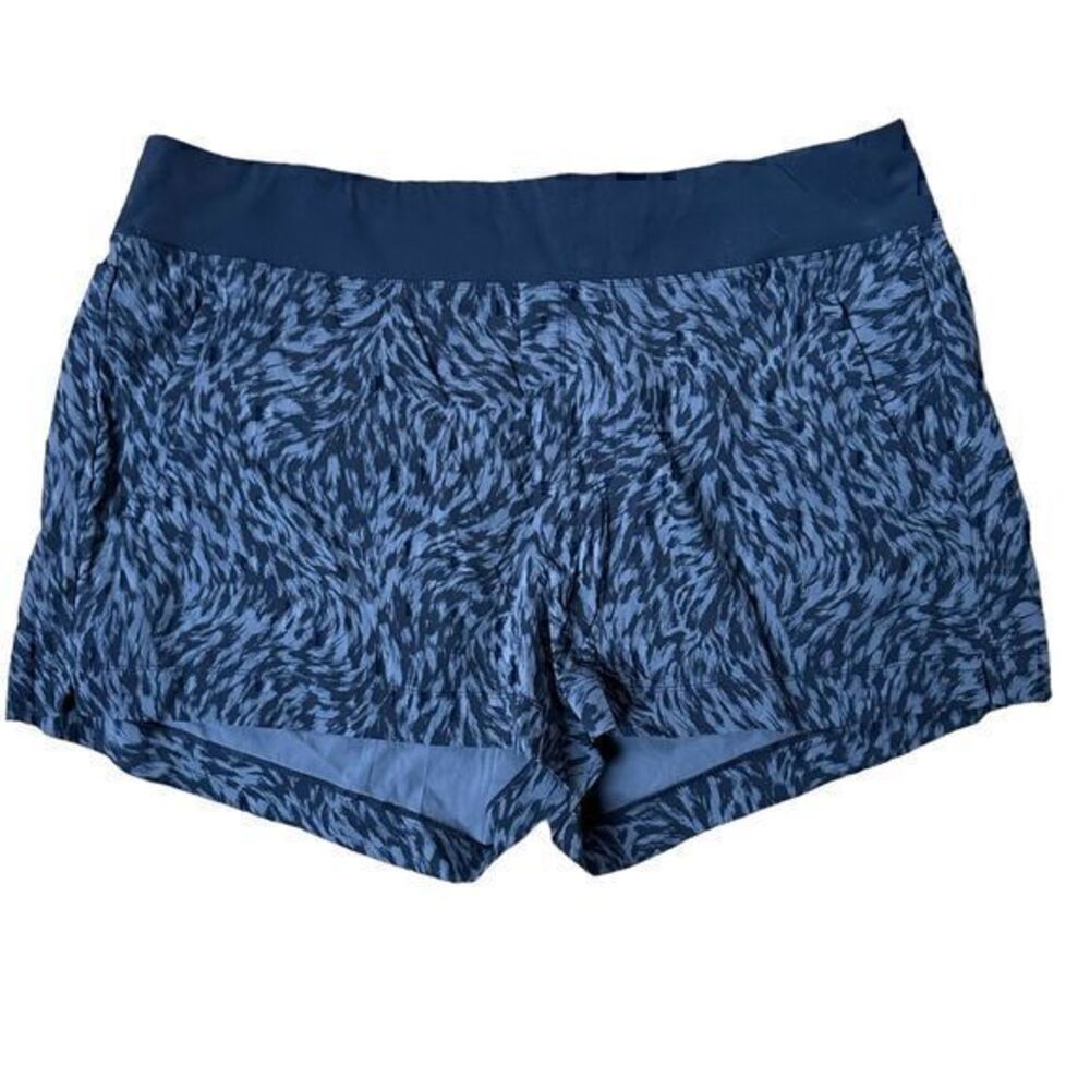Athleta Navy Blue Abstract Trekkie North Printed Stretch Short Pockets Size 24